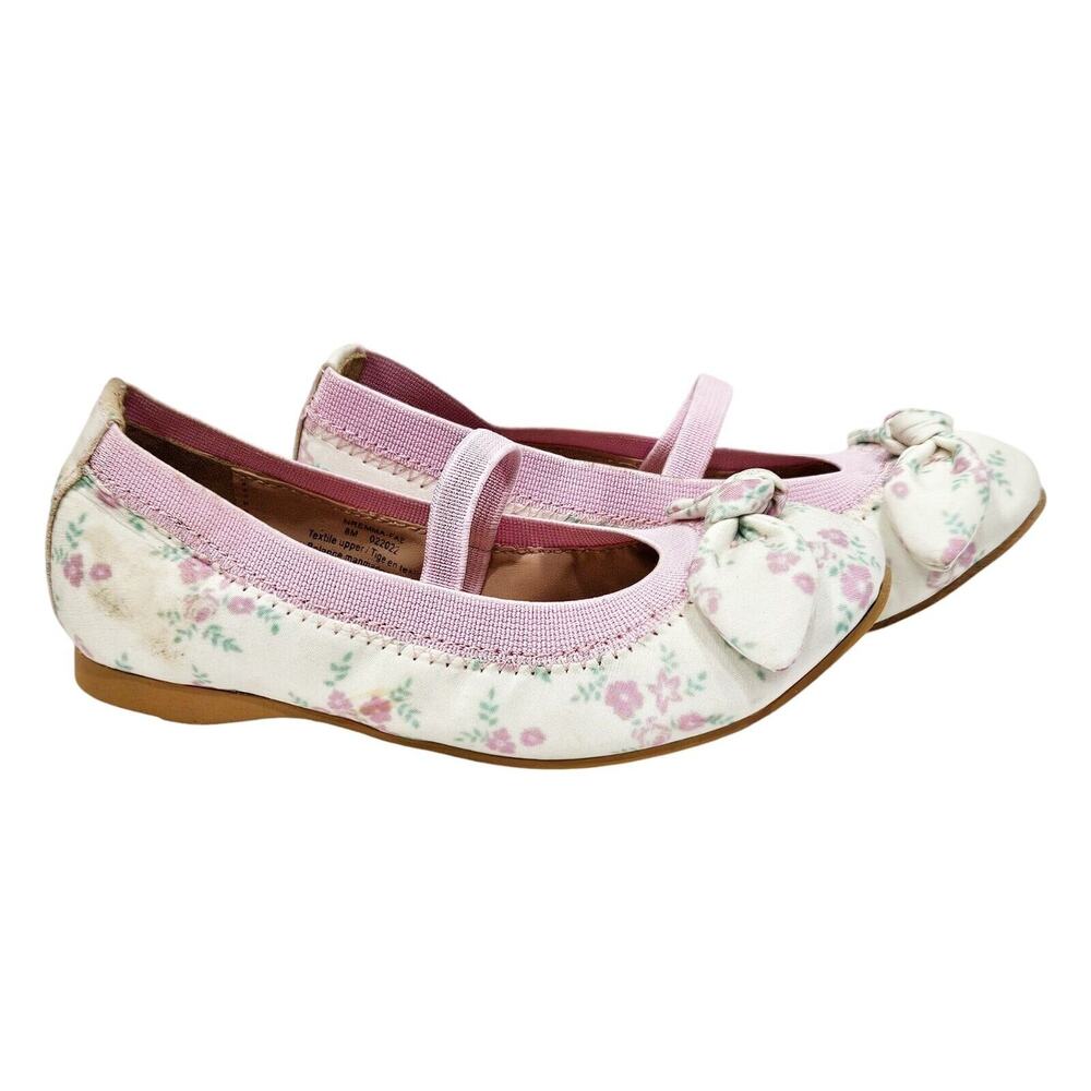 Nordstrom Rack Girls Pink Ballet Flat Shoes Size 8M - Floral Design 2022